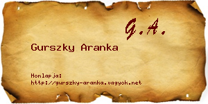 Gurszky Aranka névjegykártya